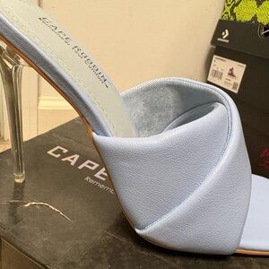 Cape Robbin Sky Blue Heeled Mules